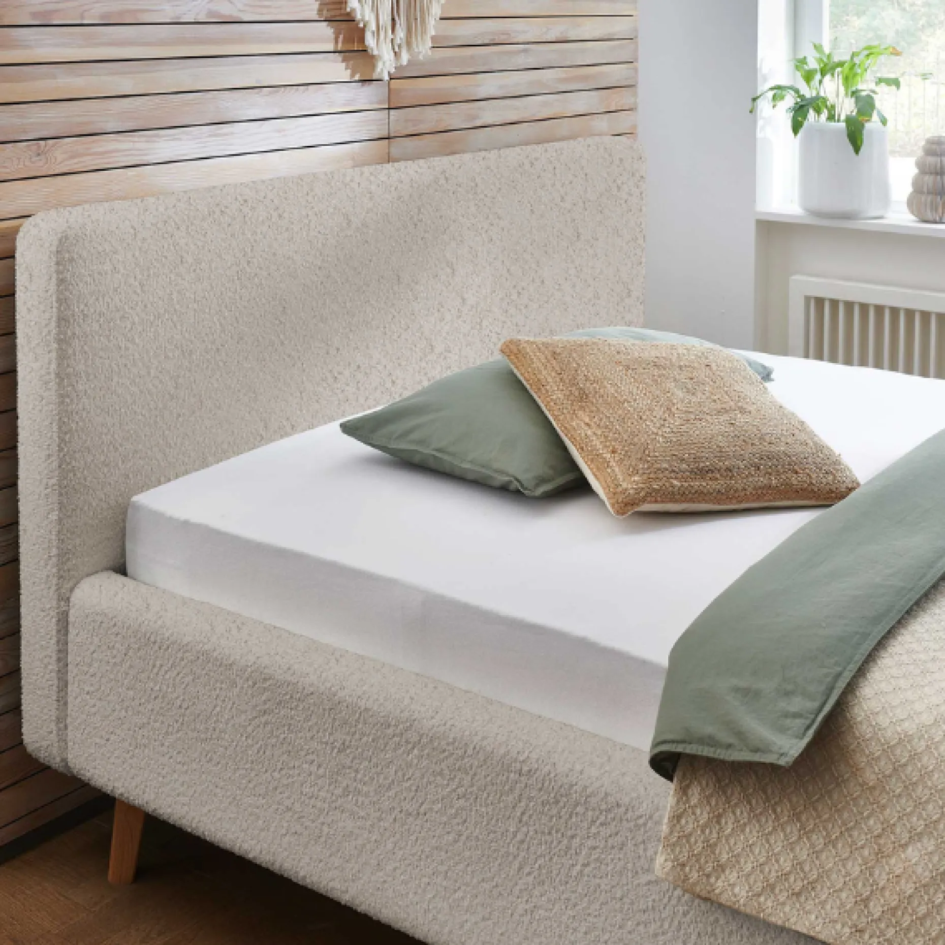 Doppelbett Dalila 160x200cm Teddystoff - beige