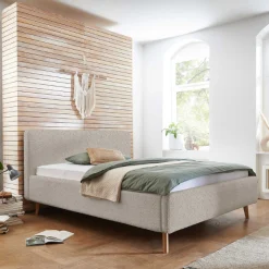 Doppelbett Dalila 160x200cm Teddystoff - beige