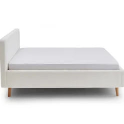 Doppelbett Dalila 160x200cm Teddy-Stoff mit Stauraum - weiß