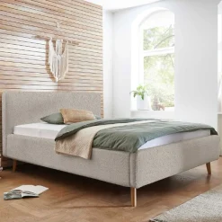 Doppelbett Dalila 180x200cm teddy stoff mit aufbewahrung - beige
