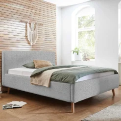 Doppelbett Dalila 180x200cm Teddy-Stoff mit Stauraum - grau