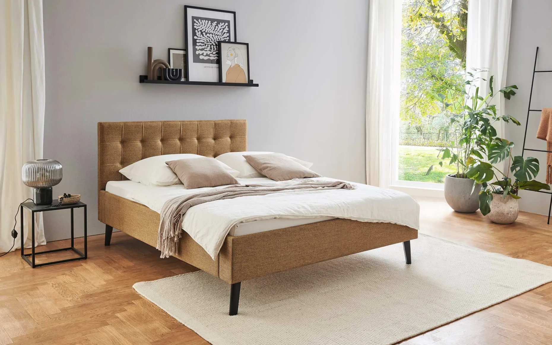 Doppelbett Empire | 140 x 200 cm | Ockerfarbenes Design