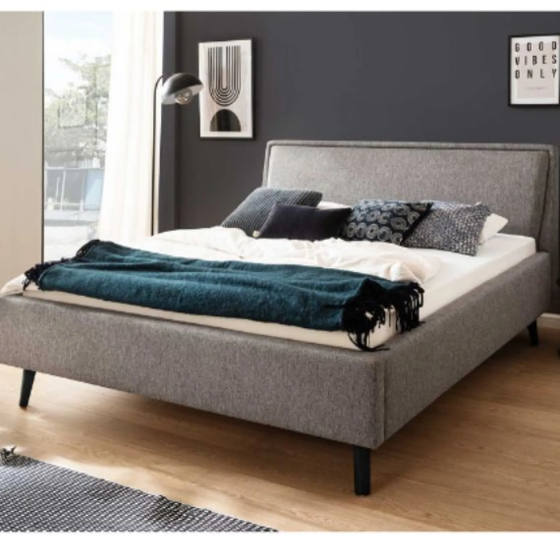 Doppelbett Estee 160x200cm - grau/schwarz