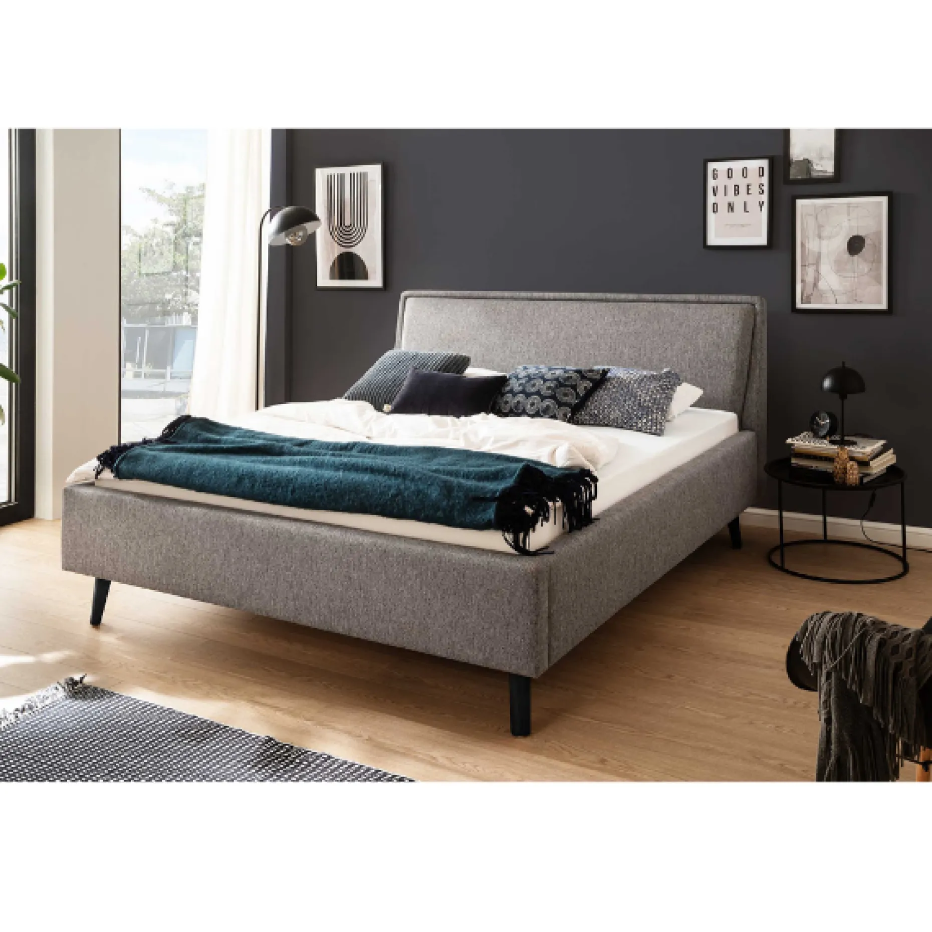 Doppelbett Estee 160x200cm - grau/schwarz