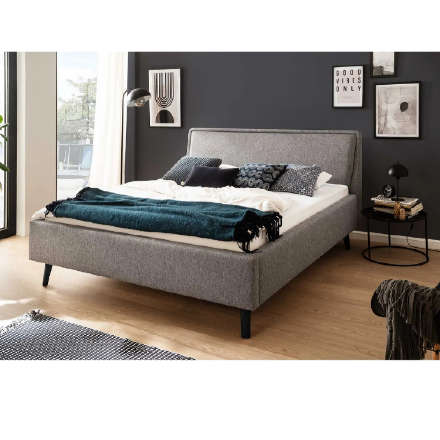 Doppelbett Estee 180x200cm - grau/schwarz