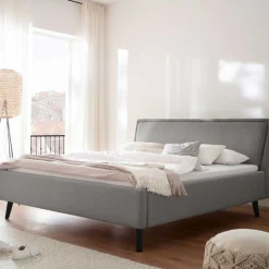 Doppelbett Estee 160x200cm - hellgrau/schwarz