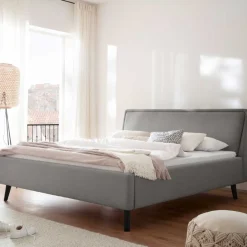 Doppelbett Estee 180x200cm - hellgrau/schwarz