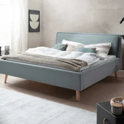 Doppelbett Estee 140x200cm mit Stauraum - Eisblau/Eiche