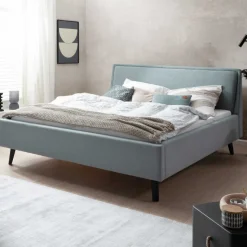Doppelbett Estee 140x200cm mit Stauraum - eisblau/schwarz