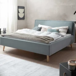 Doppelbett Estee 180x200cm mit Stauraum - Eisblau/Eiche