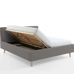 Doppelbett Estee 180x200cm mit Stauraum - hellgrau/ocker