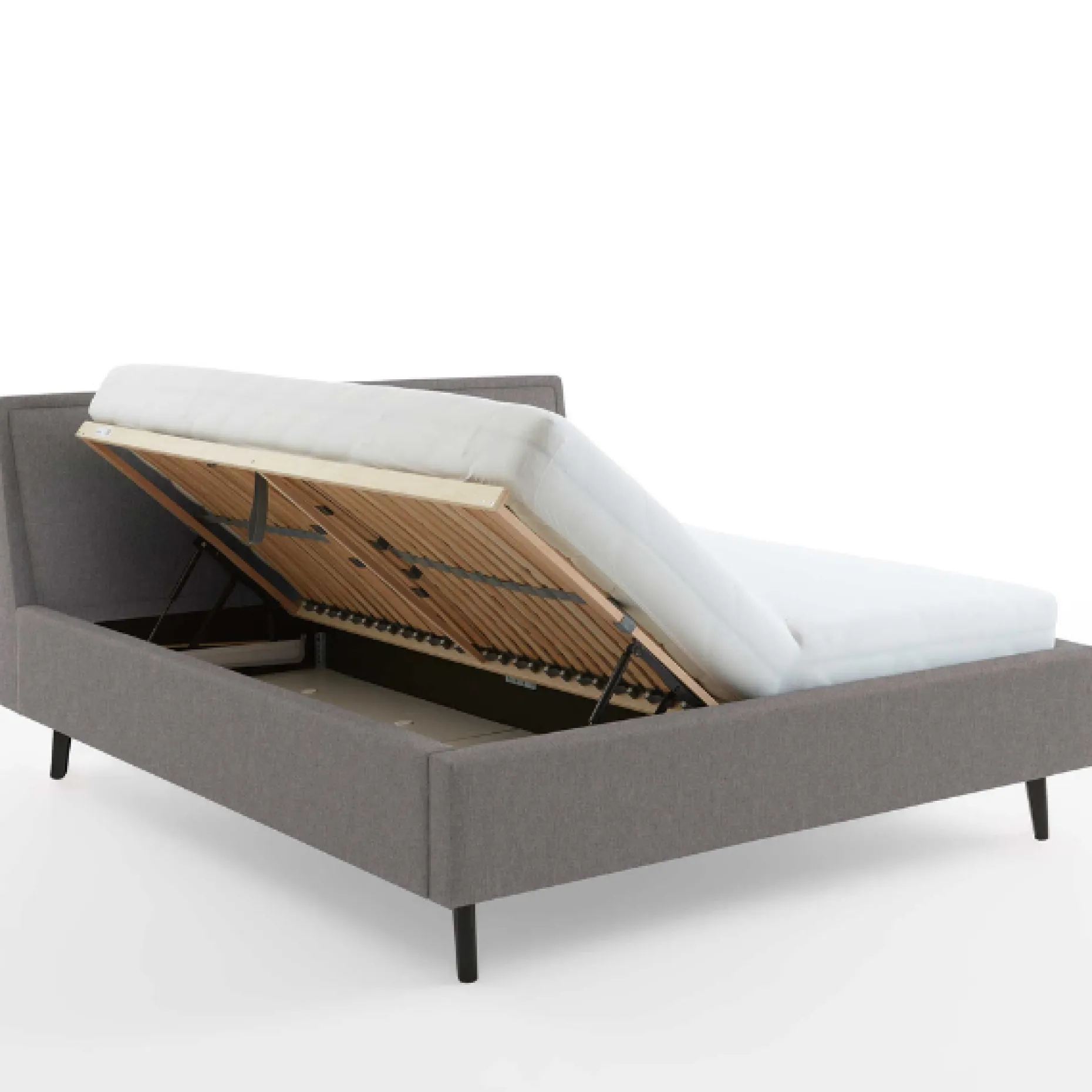 Doppelbett Estee 160x200cm mit Stauraum - hellgrau/schwarz