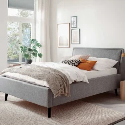 Doppelbett Estee 140x200 - grau/schwarz