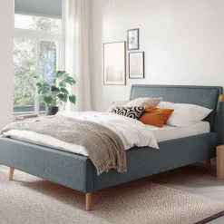 Doppelbett Estee 140x200 mit Stauraum - blau/eiche