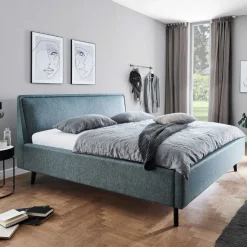 Doppelbett Estee 160x200 mit Stauraum - blau/schwarz
