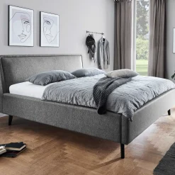 Doppelbett Estee 180x200 mit Stauraum - grau/schwarz