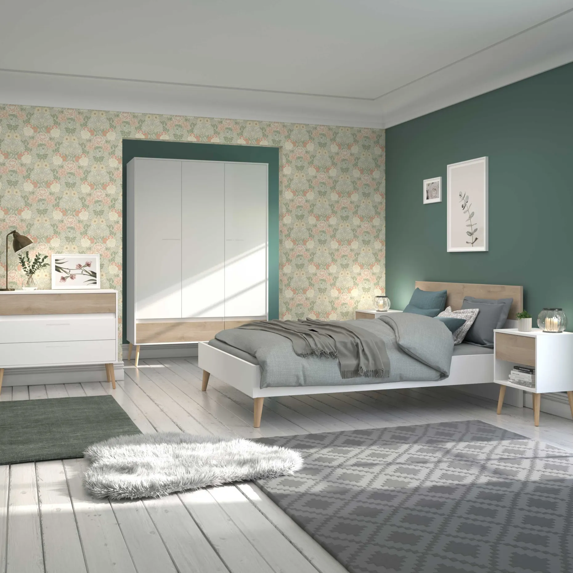 Doppelbett Hardy 140x200 - Molke/Eiche