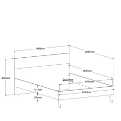 Doppelbett Hardy 140x200 - Molke/Eiche