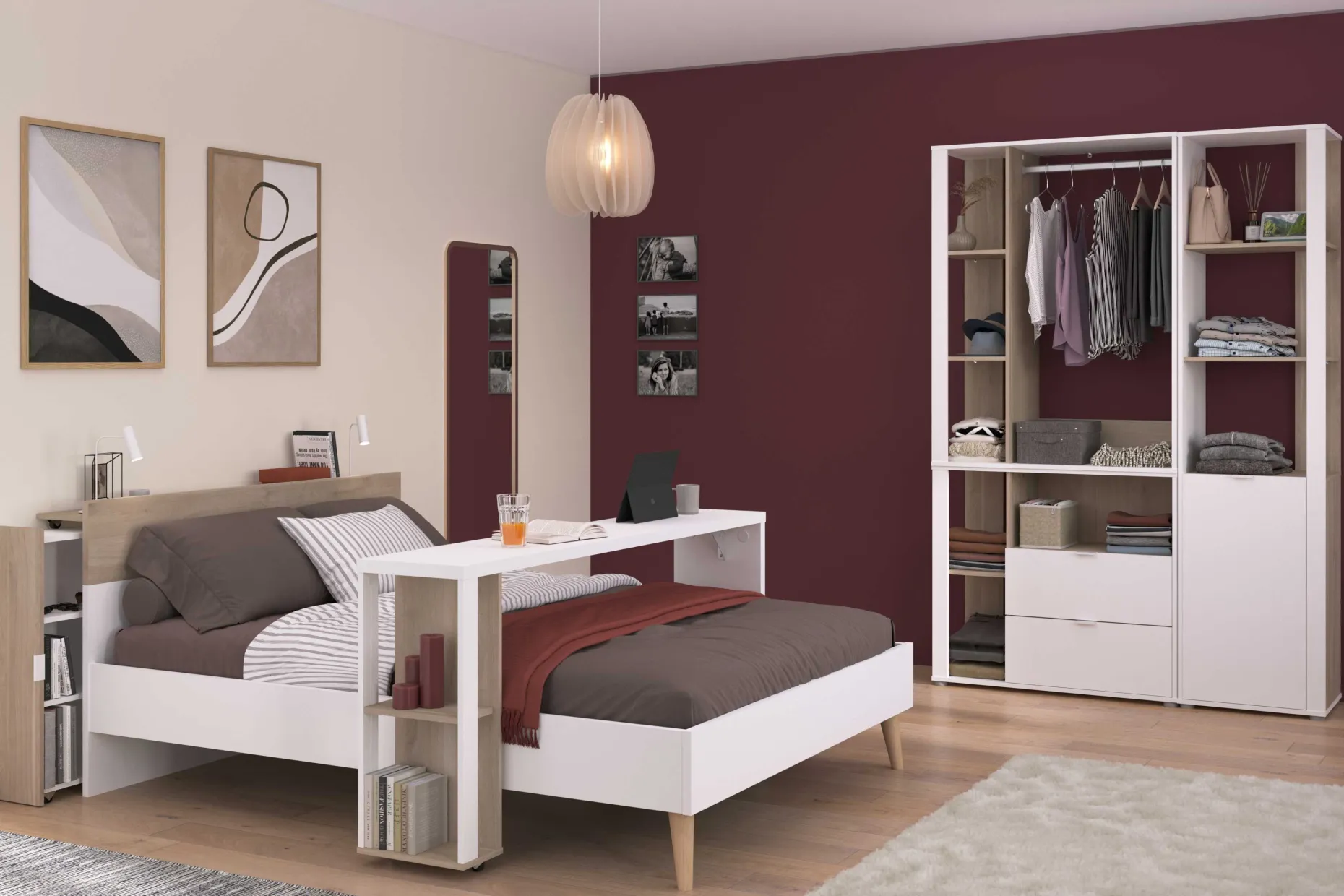 Doppelbett Hardy 140x200 - Molke/Eiche