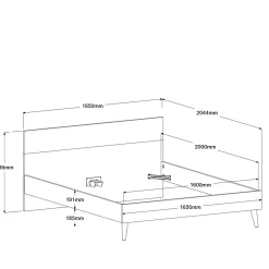 Doppelbett Hardy 160x200 - Molke/Eiche