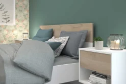 Doppelbett Hardy 140x190 - weiß/Eiche