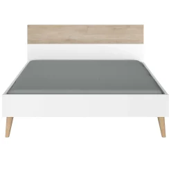 Doppelbett Hardy 140x190 - weiß/Eiche