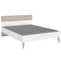 Doppelbett Hardy 140x190 - weiß/Eiche