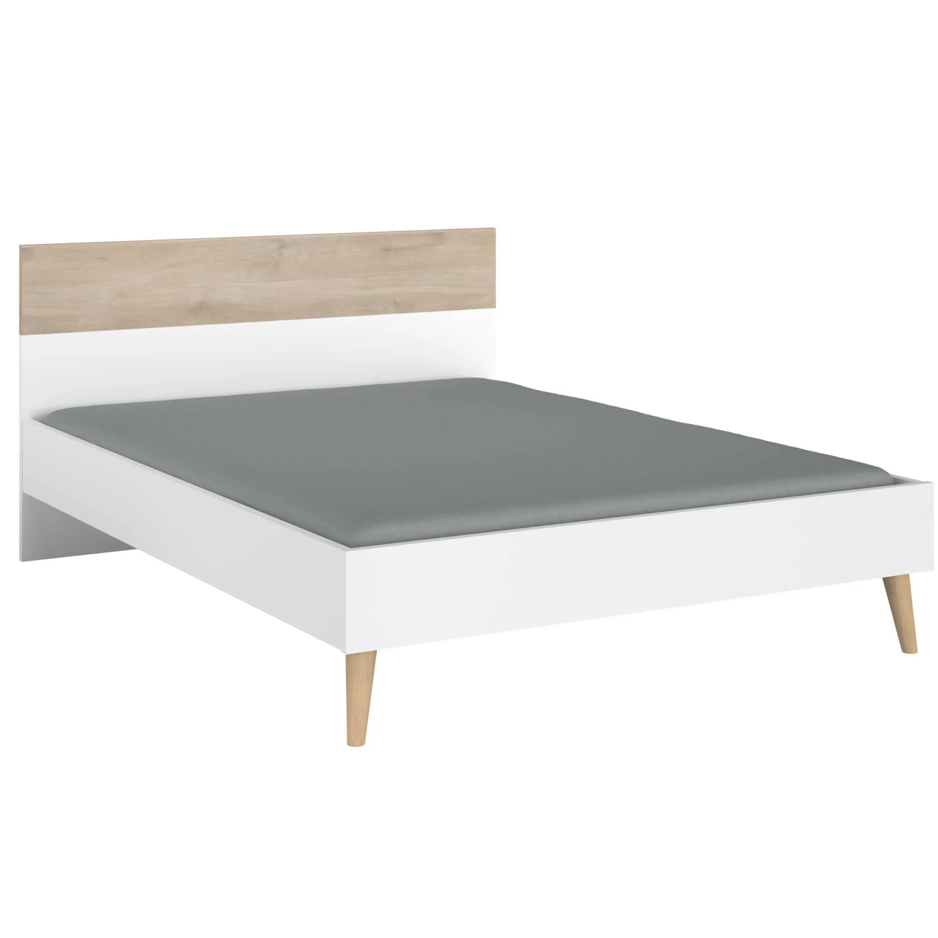 Doppelbett Hardy 140x190 - weiß/Eiche