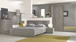 Doppelbett Hayden mit Schublade 140x190 - Eiche hellgrau
