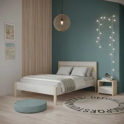 Doppelbett Heva - 140x190/200cm - weiß/Eiche Dekor