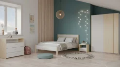 Doppelbett Heva - 140x190/200cm - weiß/Eiche Dekor