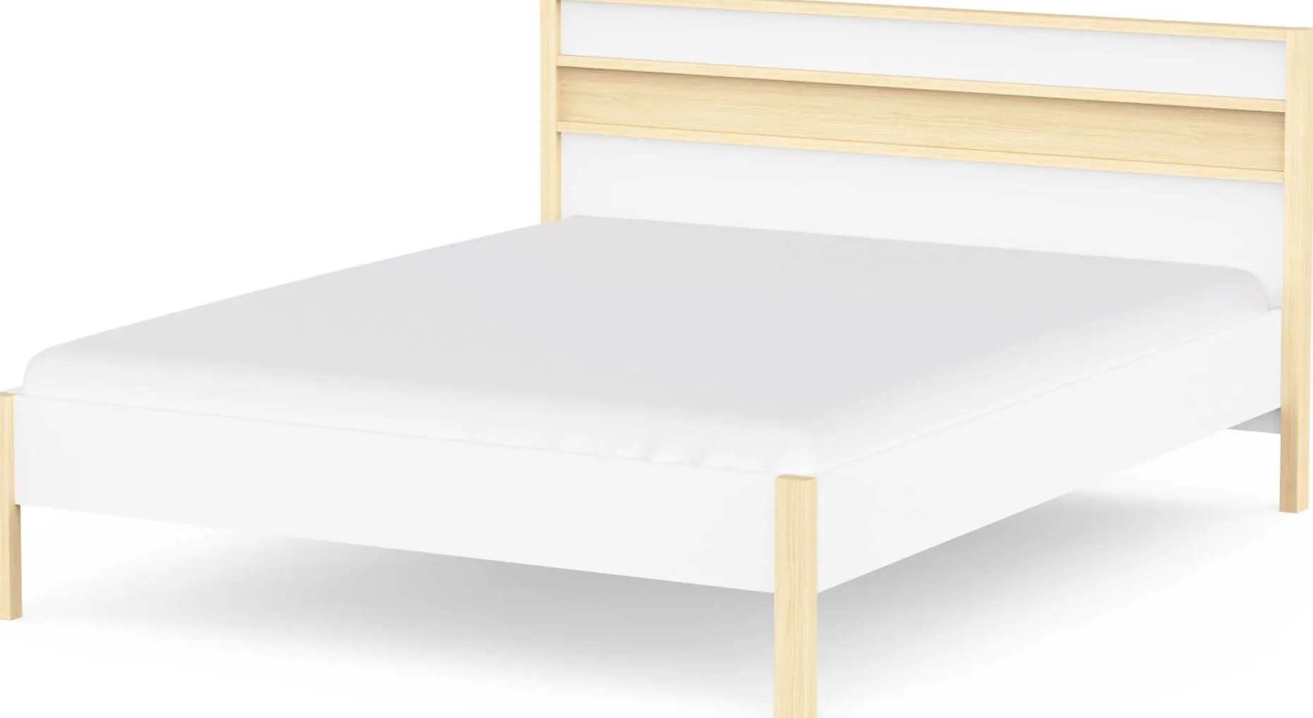 Doppelbett Heva - 160x200cm - weiß/Eiche Dekor