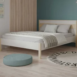 Doppelbett Heva - 160x200cm - weiß/Eiche Dekor
