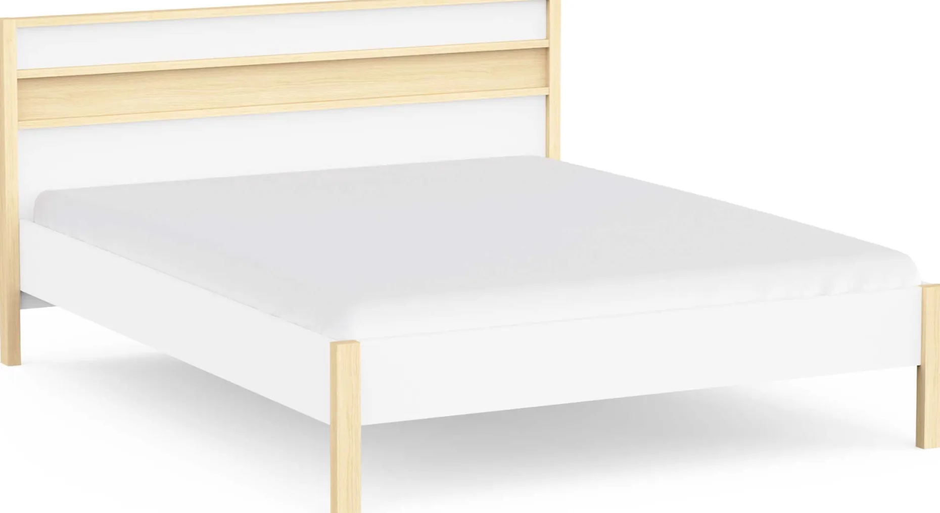 Doppelbett Heva - 160x200cm - weiß/Eiche Dekor