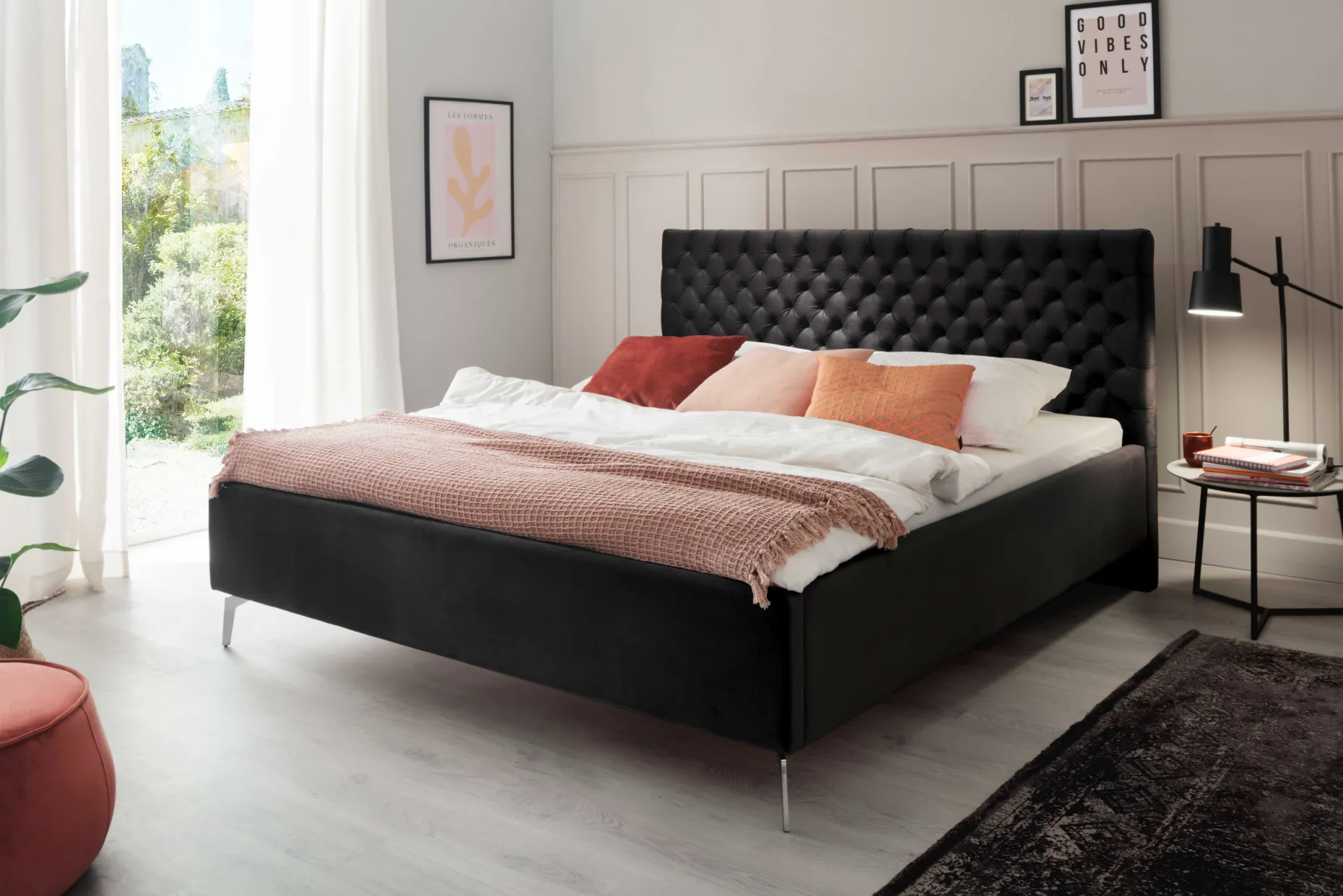 Doppelbett Janice mit Stauraum 180x200cm - schwarz
