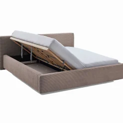 Doppelbett Kubrik 180x200cm mit Stauraum Rippe Samt - taupe