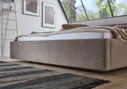Doppelbett Kubrik 180x200cm mit Stauraum Rippe Samt - taupe