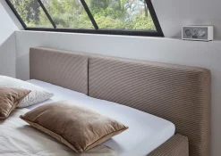 Doppelbett Kubrik 180x200cm mit Stauraum Rippe Samt - taupe