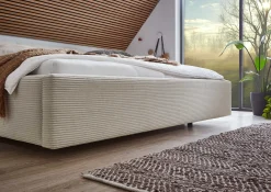 Doppelbett Kubrik 180x200cm mit Stauraum Rippe Samt - beige