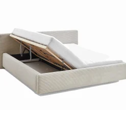 Doppelbett Kubrik 180x200cm mit Stauraum Rippe Samt - beige