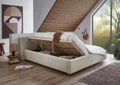 Doppelbett Kubrik 180x200cm mit Stauraum Rippe Samt - beige