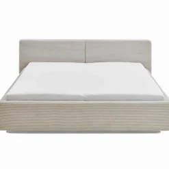 Doppelbett Kubrik 180x200cm mit Stauraum Rippe Samt - beige