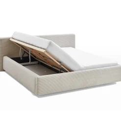 Doppelbett Kubrik 180x200cm mit Stauraum und Matratze - beige gerippter Samt