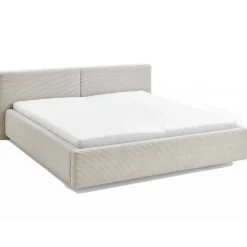 Doppelbett Kubrik 180x200cm mit Stauraum und Matratze - beige gerippter Samt