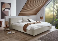 Doppelbett Kubrik 180x200cm mit Stauraum und Matratze - beige gerippter Samt