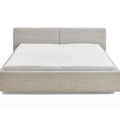 Doppelbett Kubrik 180x200cm mit Stauraum und Matratze - beige gerippter Samt