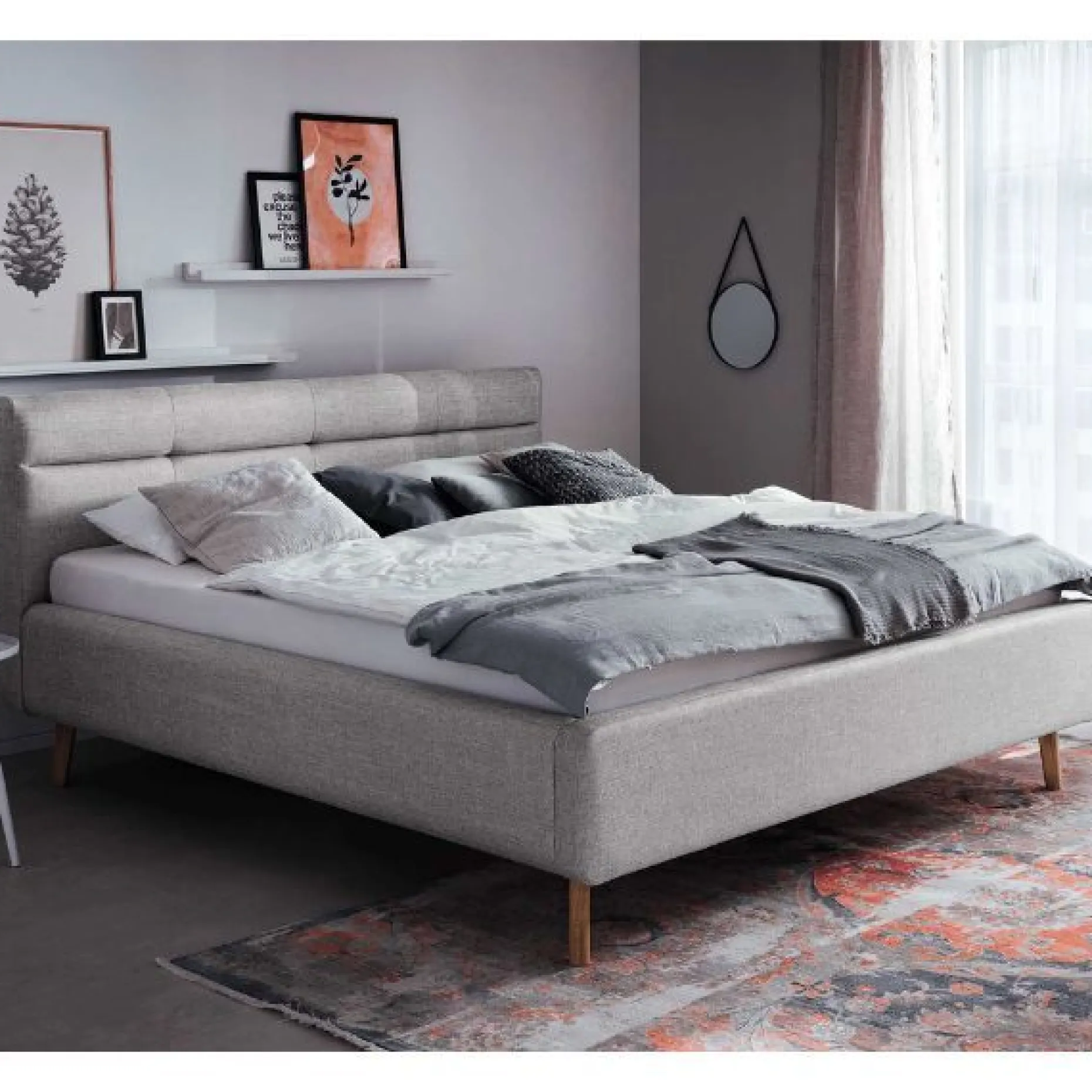 Doppelbett Laika 160x200cm mit Stauraum - grau