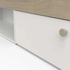 Doppelbett Liva - 160x200cm - mit Stauraum - weiß/Eiche Dekor