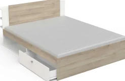 Doppelbett Liva - 160x200cm - mit Stauraum - weiß/Eiche Dekor