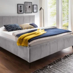 Doppelbett Lizzie 180x200cm mit Stauraum - grau